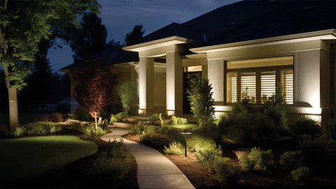 Minimalist landscape lighting, modern designs, lighting inspiration
