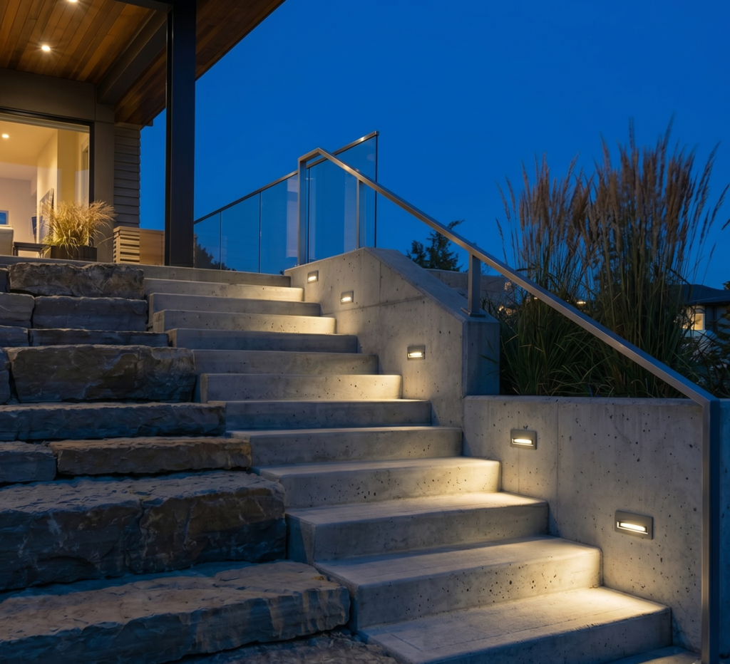 Stamped concrete lighting